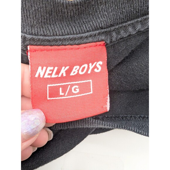 Nelk Boys Black Distressed Faded Cotton Graphic T-Shirt Size Large - Picture 3 of 9